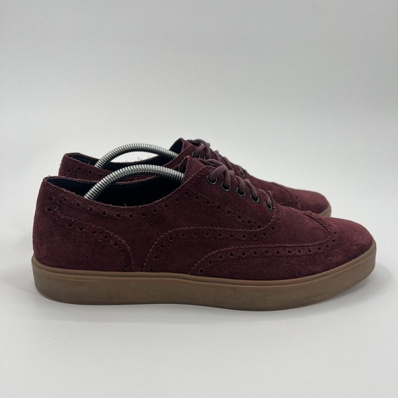 Cole Haan Bergen Wingtip Oxford Maroon Casual Shoes Size 11 M RARE Suede Lace Up - Picture 1 of 10